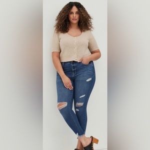 Torrid, NWT, Cropped Cardigan, Vegan Cashmere, Size 2X, Oatmeal